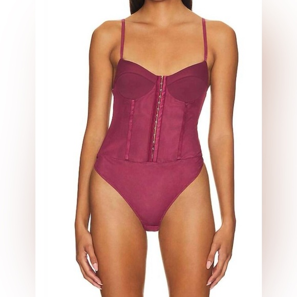 Free People Tops - Free People Maroon Corset Bodysuit